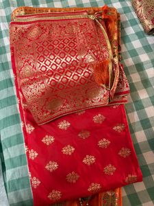 Vibrant Orange Banarasi lehenga choli set