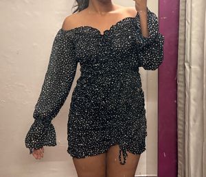 Chic Off-Shoulder Polka Dot Dress