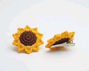 Crochet Sunflower Hair Clip set of 2
