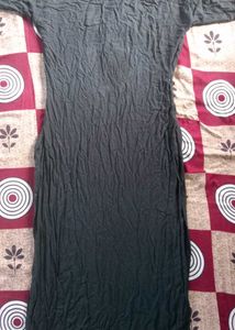 Elegant Black Kurta with White Neck Embroidery