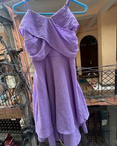 Cute Purple Ruffle one peace side zeeper