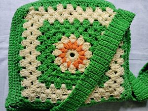 Vibrant Green Crochet Sling Bag