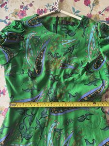 Vibrant Green Paisley Print Dress