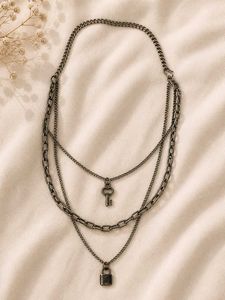 Layered Lock and Key Necklace
