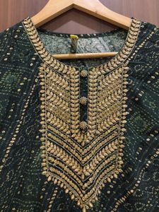 Green Bandhani Kurta