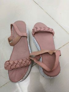 Stylish Pink Braided Strap Sandals