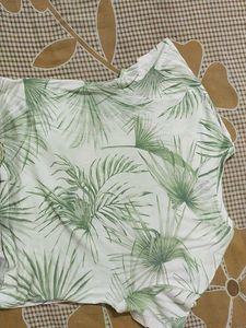 White Tropical Print T-Shirt