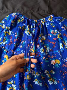 Blue Floral Print Maxi Skirt