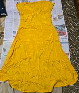 Vibrant Yellow Printed Aline Top.