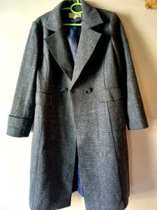 Elegant Bluish Grey Trench Coat