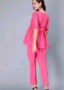 Women's Ethnic Pink Co-ords Set