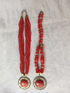 Red Stone Pendant Necklace Set