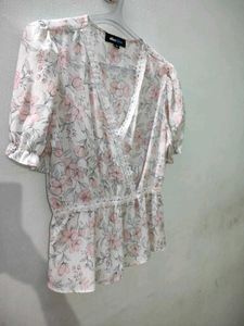 Floral Print Wrap Blouse