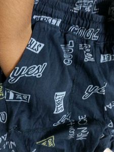 chic navy blue graphic pants
