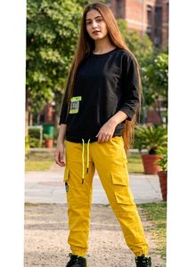 Stylish Yellow Cargo Pants with top