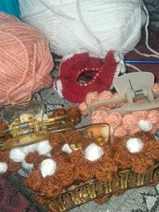 Crocheted Flower Hair Clip