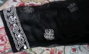 Black Embroidered Organza frock style kurti