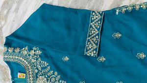 Teal Embroidered Kurta Set