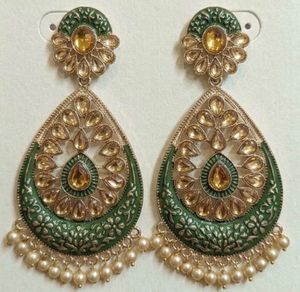 Designer Green &amp; Gold Earrings