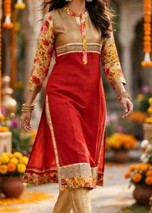 Elegant Red Floral Kurta Set