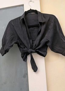 Striped V-Neck Knit Tank Top with a tie up bolero