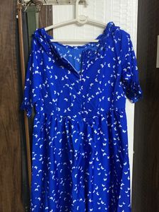 Butterfly Prin Blue Dress
