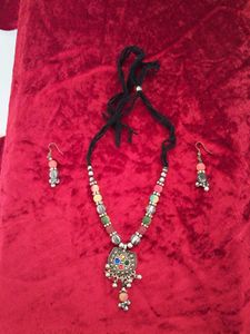 Navratri Beaded Necklace &amp; Earring Set
