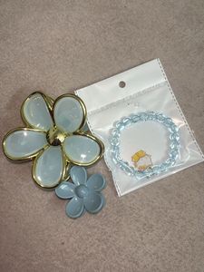 Blue Flower Hair Clip with Bracelet
