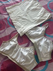 BeautyPlus White Cotton Bra's &amp; Matching Vest