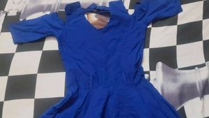 Vibrant Blue A-Line Midi Dress