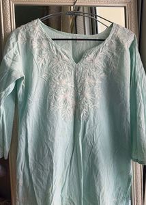 Lucknowi Chikankari Short Kurti