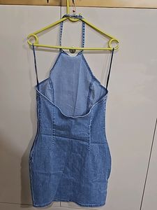 Halter Denim Short Dress