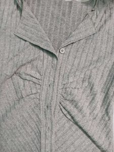 y2k ribbed grey top
