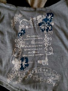 Grey Off-Shoulder Top with tie up at the neck