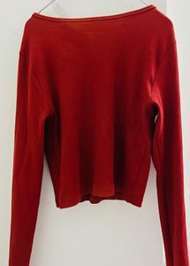 Maroon Ribbed Long Sleeve Top