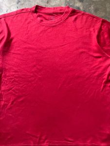Puritan Red Ribbed Crew Neck T-Shirt