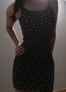 Qutie Floral Print Spaghetti Strap Mini Dress