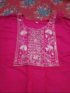 Embroidered Kurtas - Pink &amp; Olive Green