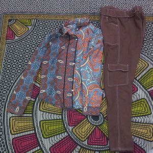 Printed Shirt and Cargo Pants Set