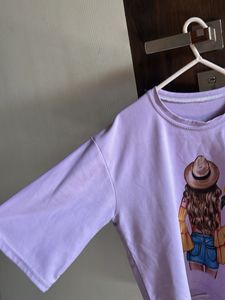 Lavender Graphic Print Crop Top
