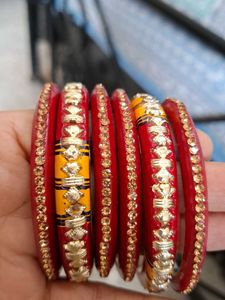 Lakh Red & Gold Bangles Set