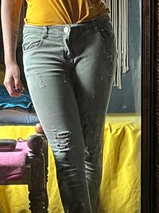 Max Khaki Light Green Ripped Jeans
