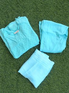 Sky Blue Full Suit  Set For Women