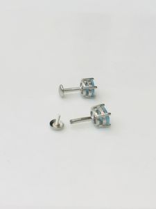 92.5 Silver Blue Diamond Earring Pair