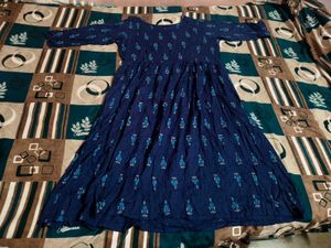 Elegant Navy Printed Anarkali Dress