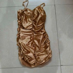 Satin Ruched Mini Dress