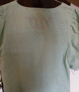 Mint Green Puff Sleeve Top/Shirt