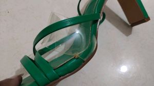 Green Heels with Clear Straps