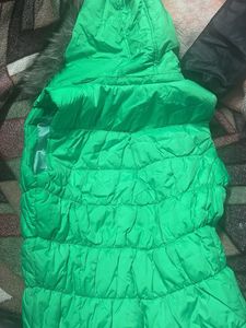 Green Puffer Vest with Hood