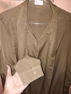 Elegant Olive Green Tie-Neck Blouse